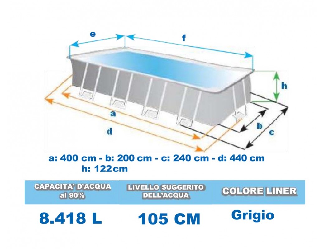 Piscina Rettangolare Prisma Frame 400 x 200 x H.122 cm INTEX 26790