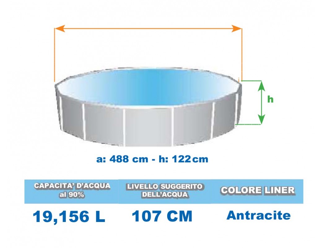 Piscina Tonda Ultra XTR Frame 488 x H.122 cm INTEX 26326