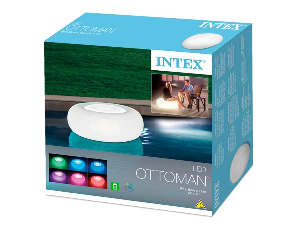 INTEX Poggia piedi luminoso con batterie ricaricabili 68697