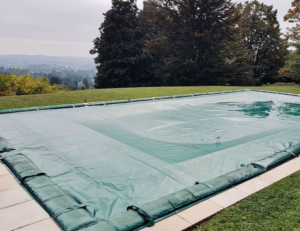 Telo di copertura invernale INTERRATE - 7,00 x 14,00 - di specchio acqua - compreso di tubolari (salsicciotti)