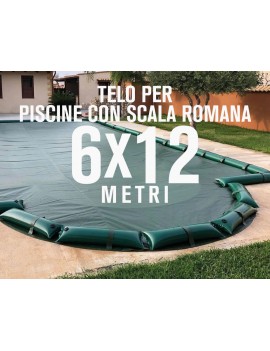 Telo di copertura invernale INTERRATE CON SCALA ROMANA - 6,00 x 12,00 - di specchio acqua - compreso di tubolari (salsicciotti)