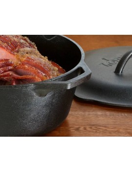 LODGE Casseruola in ghisa 6,62 lt con coperchio in ghisa e manico inox