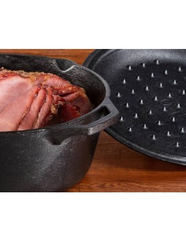 LODGE Casseruola in ghisa 6,62 lt con coperchio in ghisa e manico inox