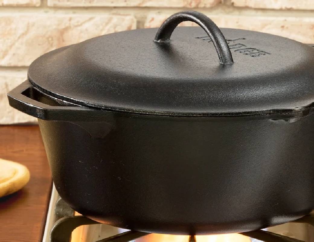 LODGE Casseruola in ghisa 6,62 lt con coperchio in ghisa e manico inox