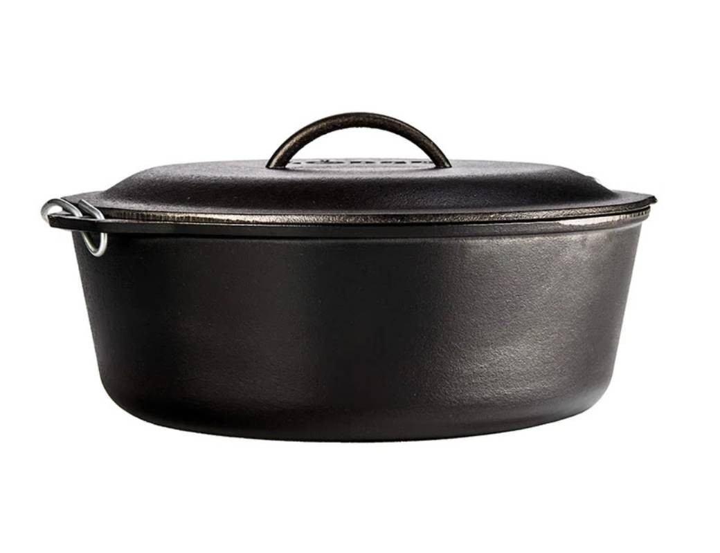 LODGE Casseruola in ghisa 6,62 lt con coperchio in ghisa e manico inox