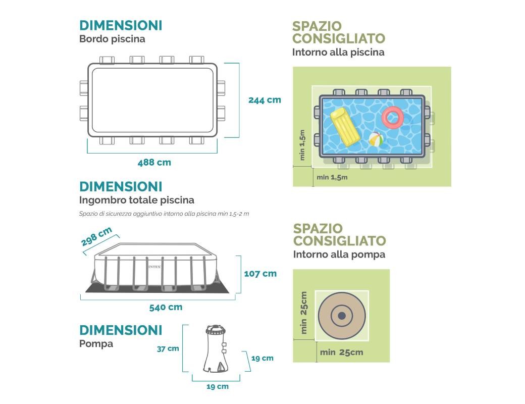 Piscina Rettangolare Prisma Frame 488 x 244 x H.107 cm INTEX 26792