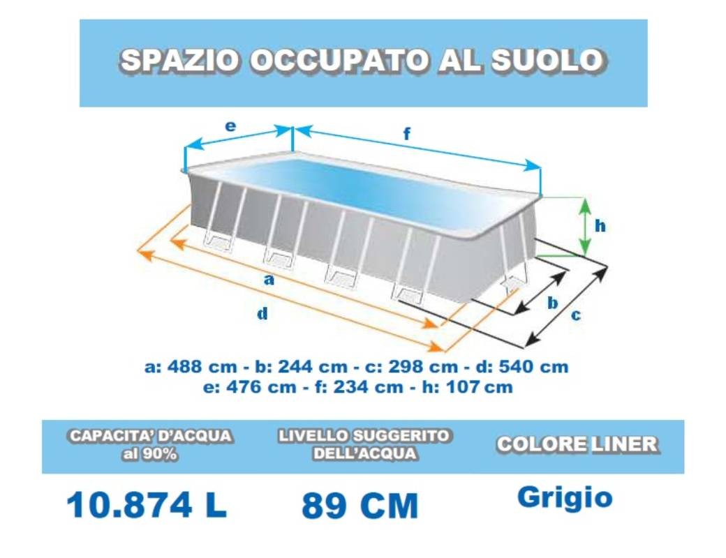 Piscina Rettangolare Prisma Frame 488 x 244 x H.107 cm INTEX 26792