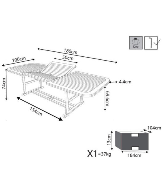TAVOLO RETTANGOLARE 180/240X100 DOUBLE