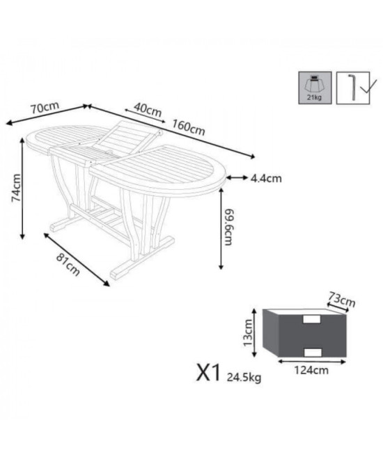 TAVOLO OVALE 120/160 X 70 DOUBLE