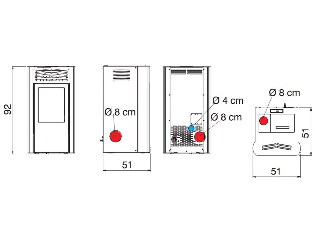 Italiana Camini stufa a pellet mod. Prima e Prima2 da7 KW con 4 stelle