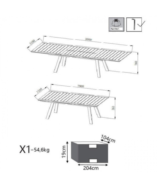 TAVOLO ZANTE ALLUNGABILE 200/300 X 110