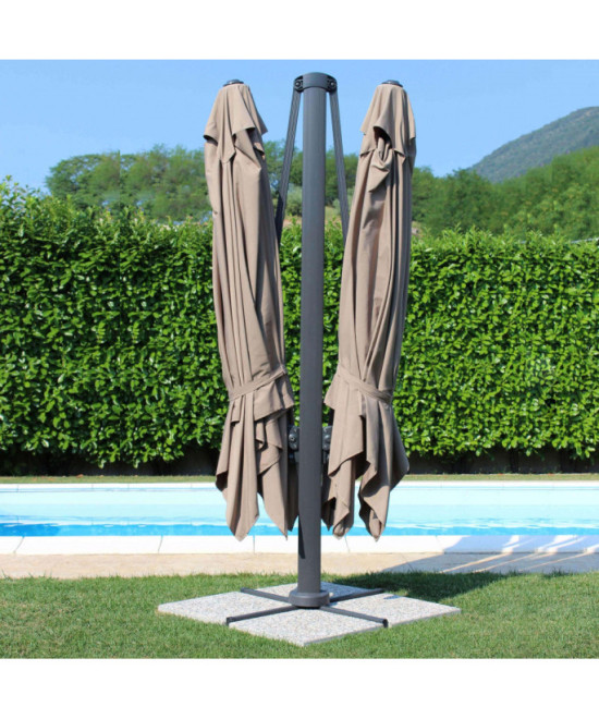 OMBRELLONE DOPPIO 3 X 3 ARCHIMEDE ANTRACITE TELO TAUPE