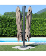OMBRELLONE DOPPIO 3 X 3 ARCHIMEDE ANTRACITE TELO TAUPE