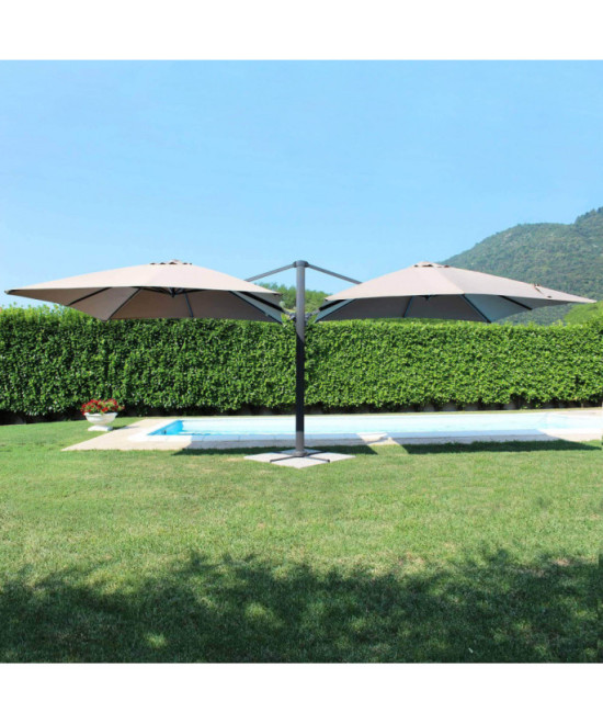 OMBRELLONE DOPPIO 3 X 3 ARCHIMEDE ANTRACITE TELO TAUPE