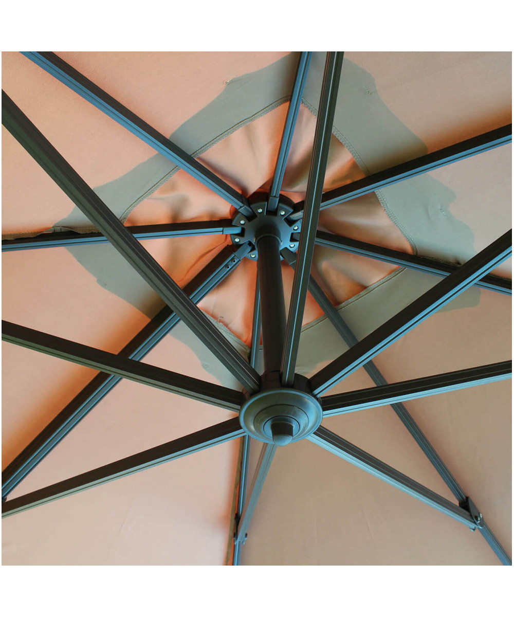 OMBRELLONE DOPPIO 3 X 3 ARCHIMEDE ANTRACITE TELO TAUPE