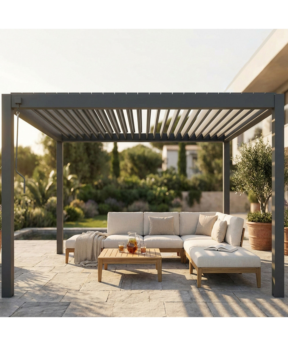 PERGOLA BIOCLIMATICA 3 X 3 CON DOPPIA LAMELLA