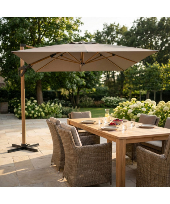 OMBRELLONE MENDEL MARRONE EFFETTO LEGNO P/L 3 X 3 TAUPE