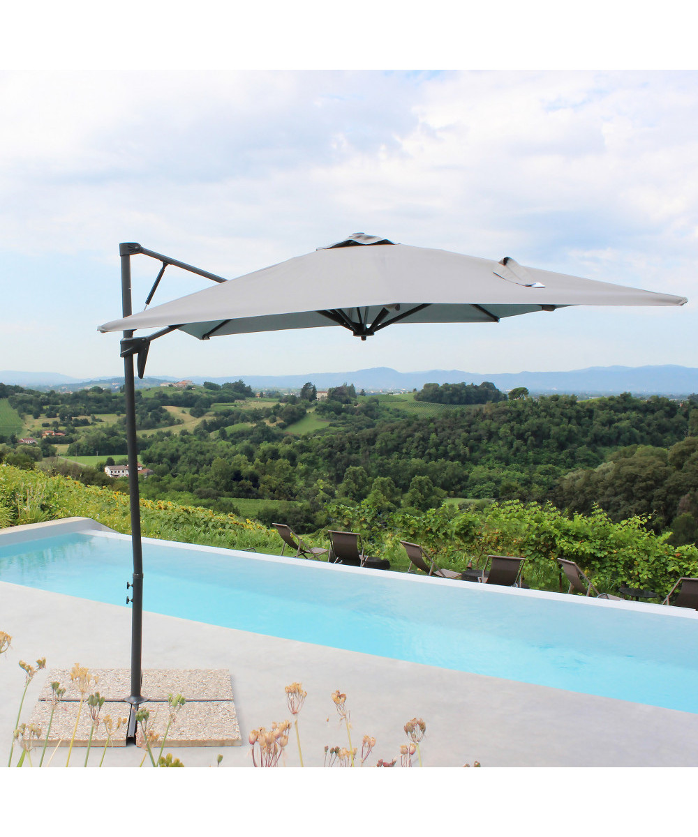 OMBRELLONE ALTAIR NERO P/L 2 X 3 TELO GRIGIO CHIARO