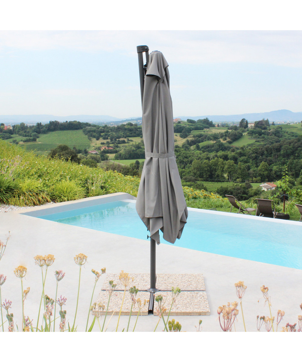 OMBRELLONE ALTAIR NERO P/L 2 X 3 TELO GRIGIO CHIARO