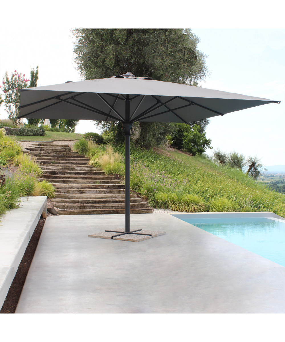 OMBRELLONE DENEB NERO P/C 4 X 4 TELO GRIGIO CHIARO