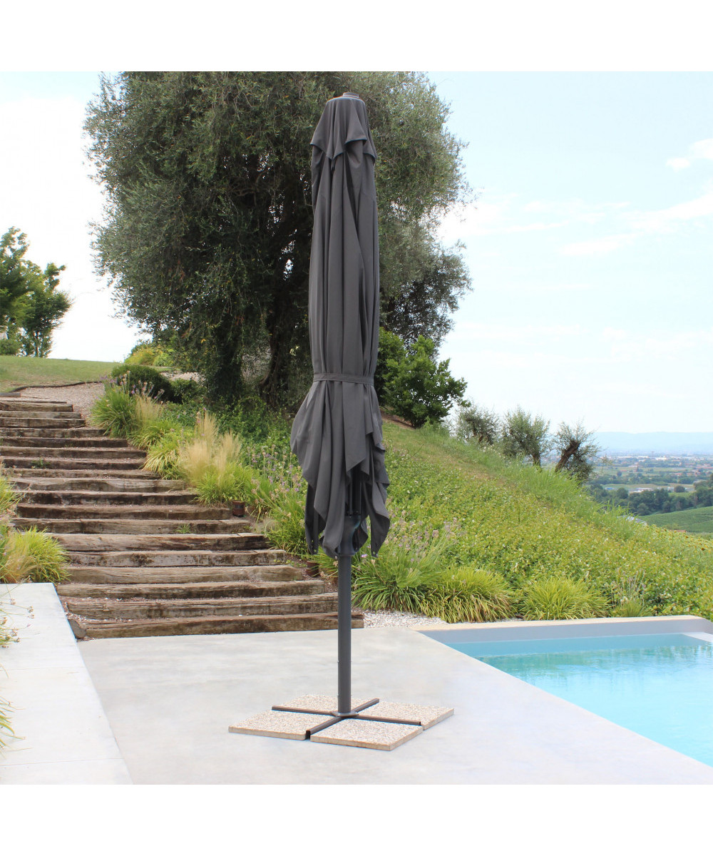 OMBRELLONE DENEB NERO P/C 4 X 4 TELO GRIGIO CHIARO