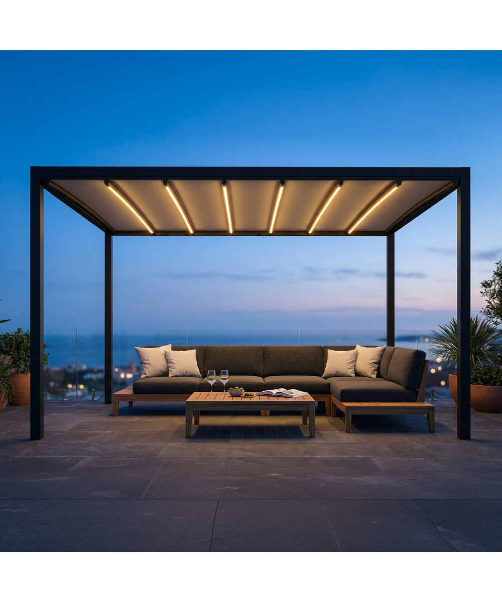 PERGOLA RETRATTILE MOTORIZZATA 3 X 3 CON LED