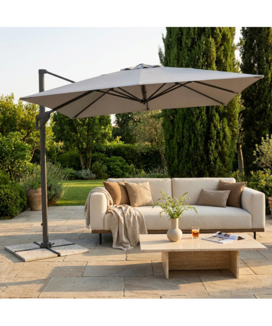 OMBRELLONE GARNET NERO P/L 3 X 4 TELO GRIGIO CHIARO