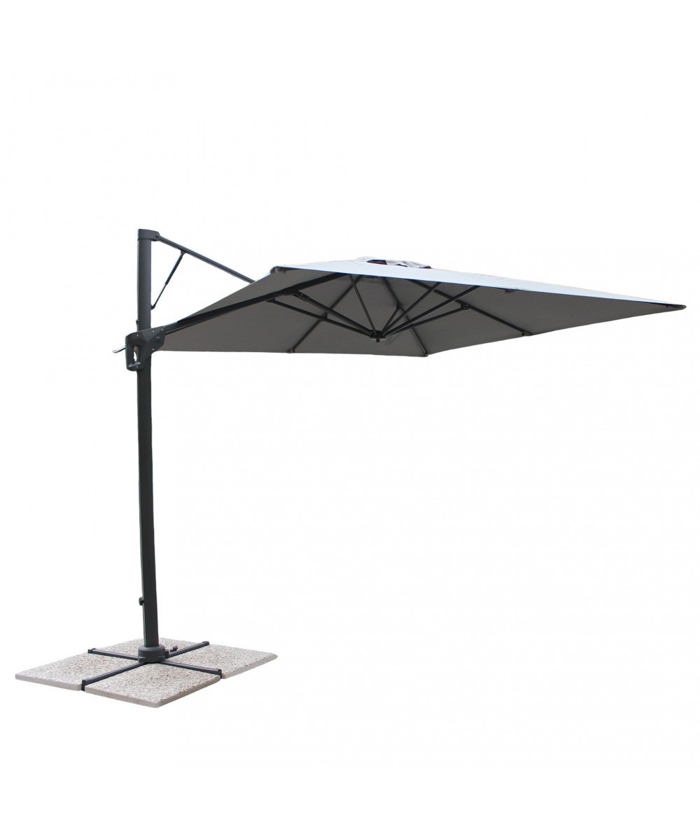 OMBRELLONE GARNET NERO P/L 3 X 4 TELO GRIGIO CHIARO