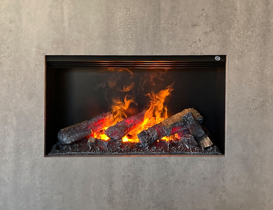 FUMETTO CEMENTO L Caminetto MaisonFire elettrico ad acqua