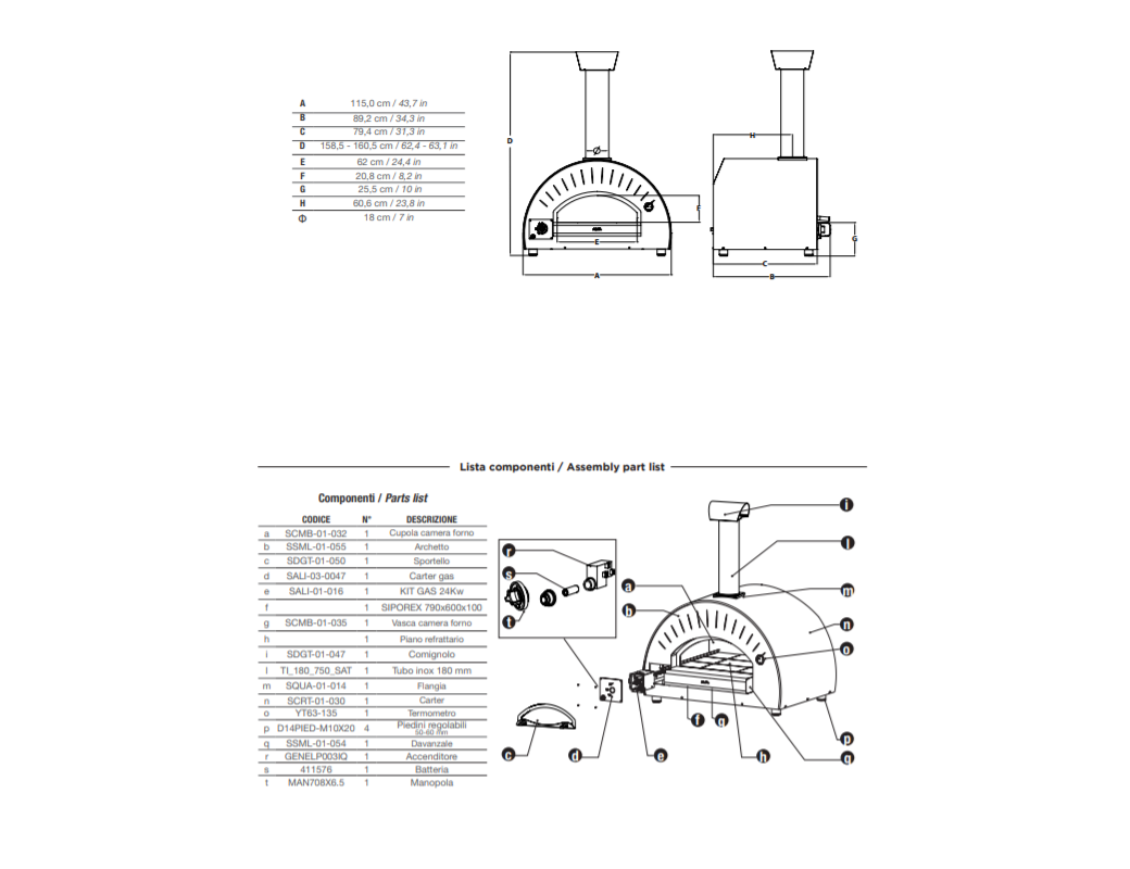 Forno Pizza mod. DOLCE VITA a legna oppure legna/gas